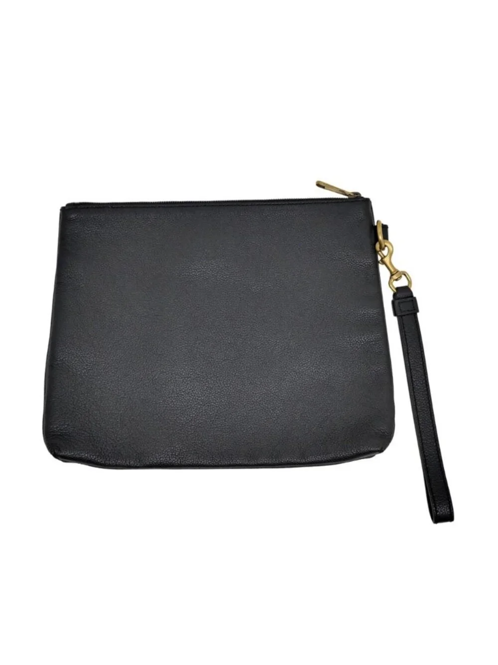 Gucci Logo Print Clutch Black Gold Leather